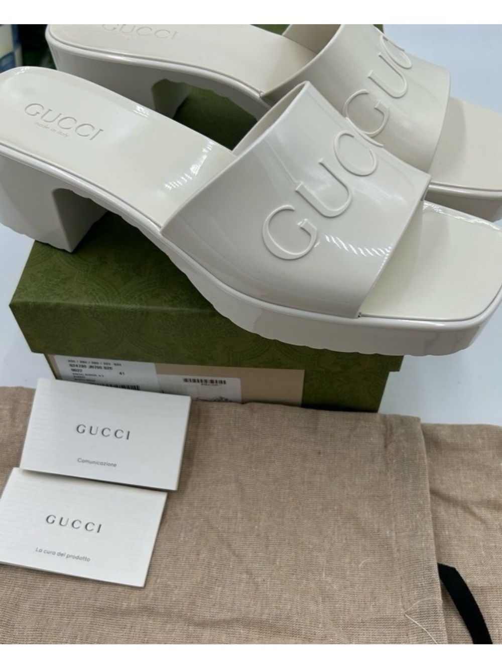 Gucci, rubber block, low heel slides, size 41 made in Italy - Picture 4 of 6
